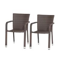 GARTENSESSEL-SET MINAS SESSEL-SET 2ER - Braun, MODERN, Kunststoff/Metall (56/83/60cm) - Gardenson