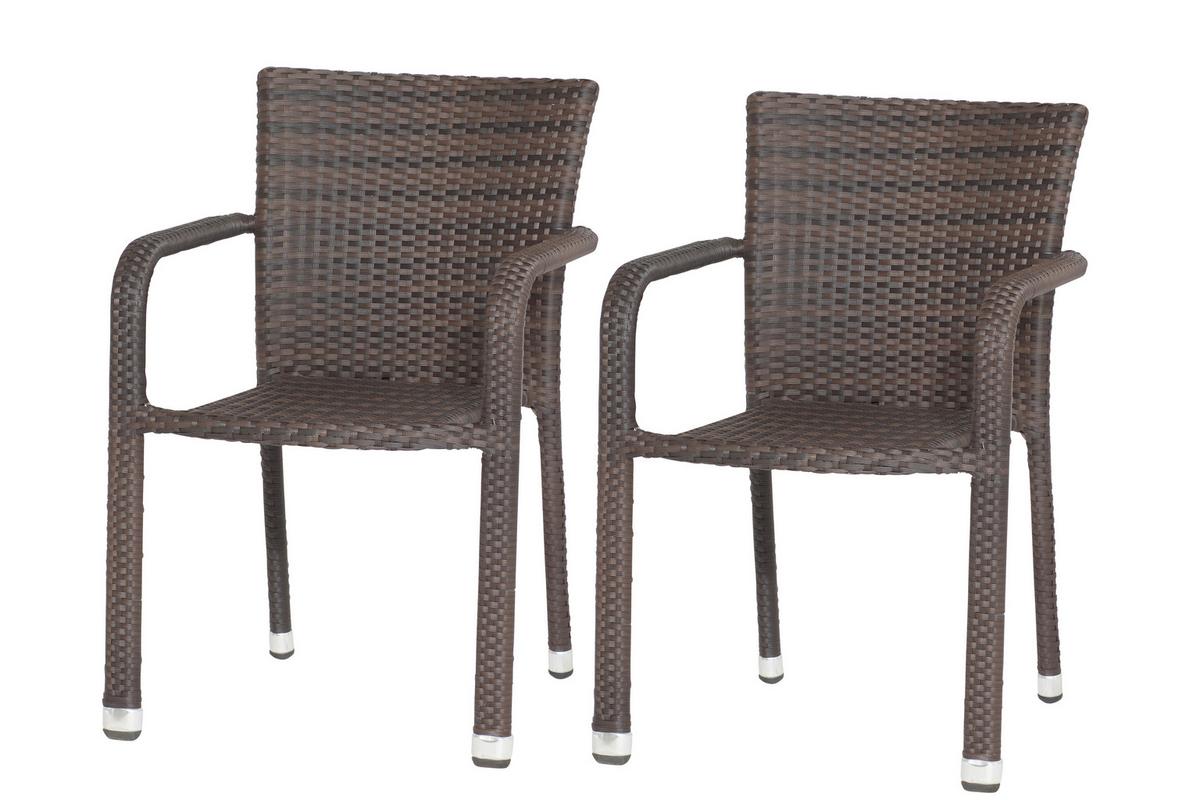 GARTENSESSEL-SET MINAS SESSEL-SET 2ER - Braun, MODERN, Kunststoff/Metall (56/83/60cm) - Gardenson