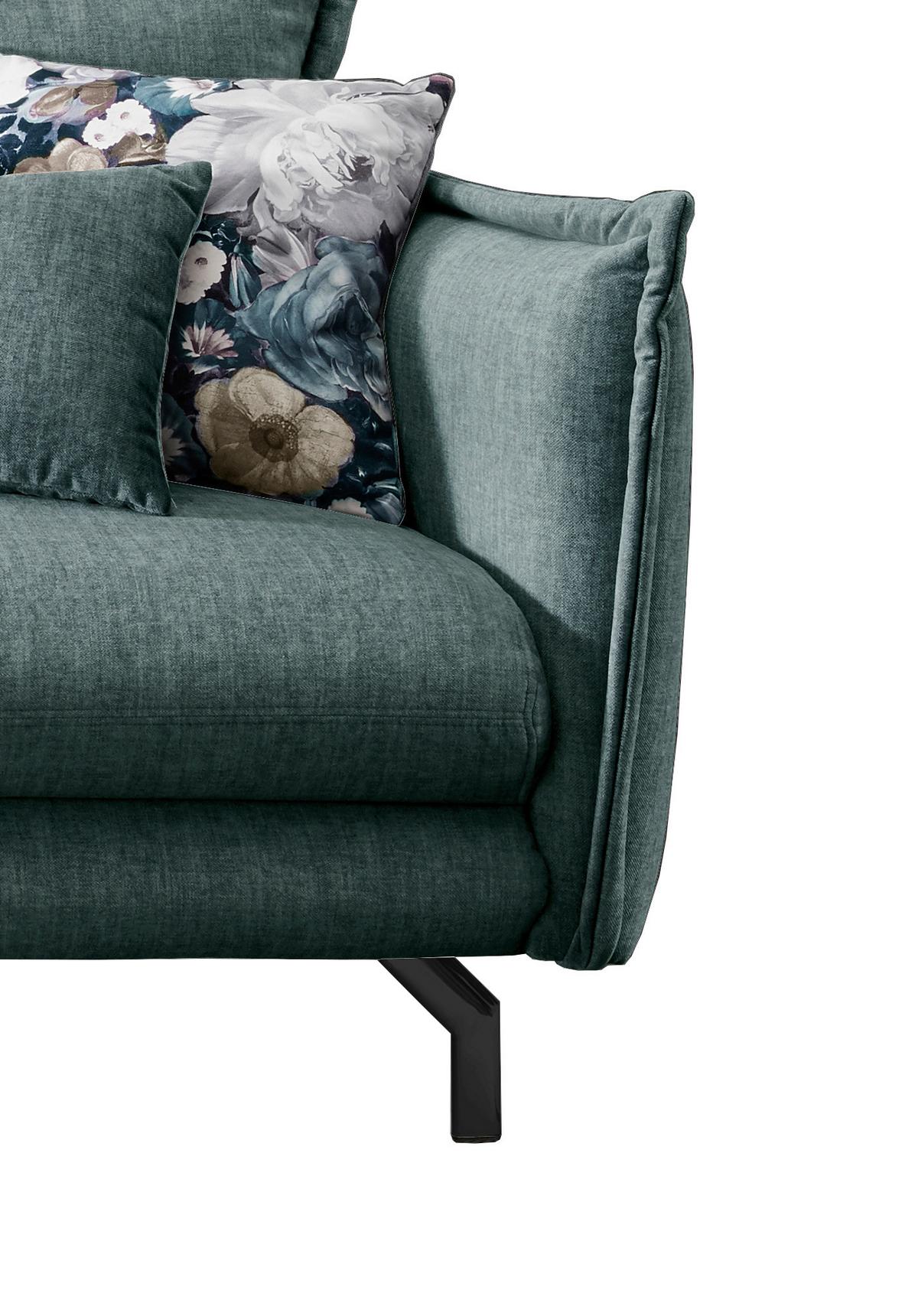 Wohnlandschaft Lava Hellblau Velours - Türkis/Schwarz, MODERN, Textil/Metall (180/255cm) - Livetastic