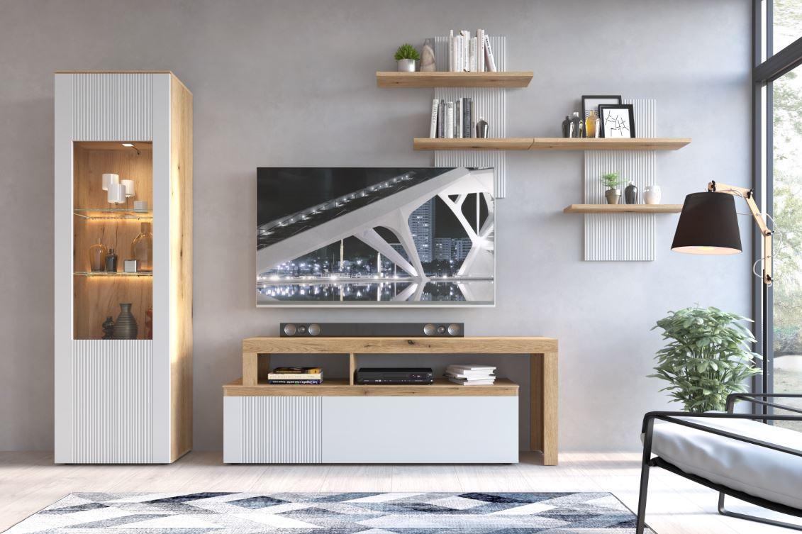 Zidna Polica Manilla - boje hrasta/svijetlo siva, Moderno, drvni materijal (83,5/90/21,9cm) - Modern Living