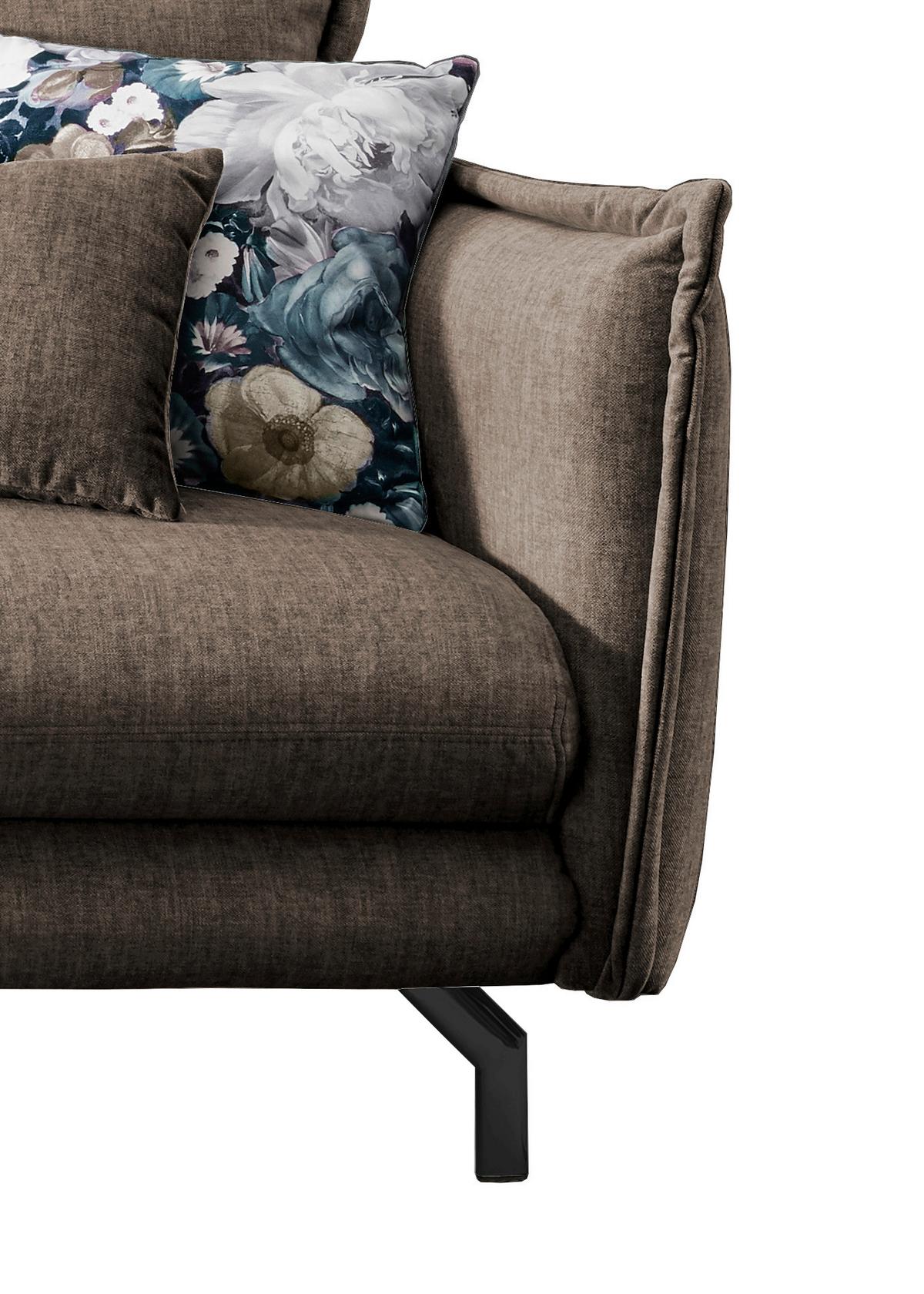 Wohnlandschaft Lava Braun Velours - Türkis/Schwarz, MODERN, Textil/Metall (180/255cm) - Livetastic