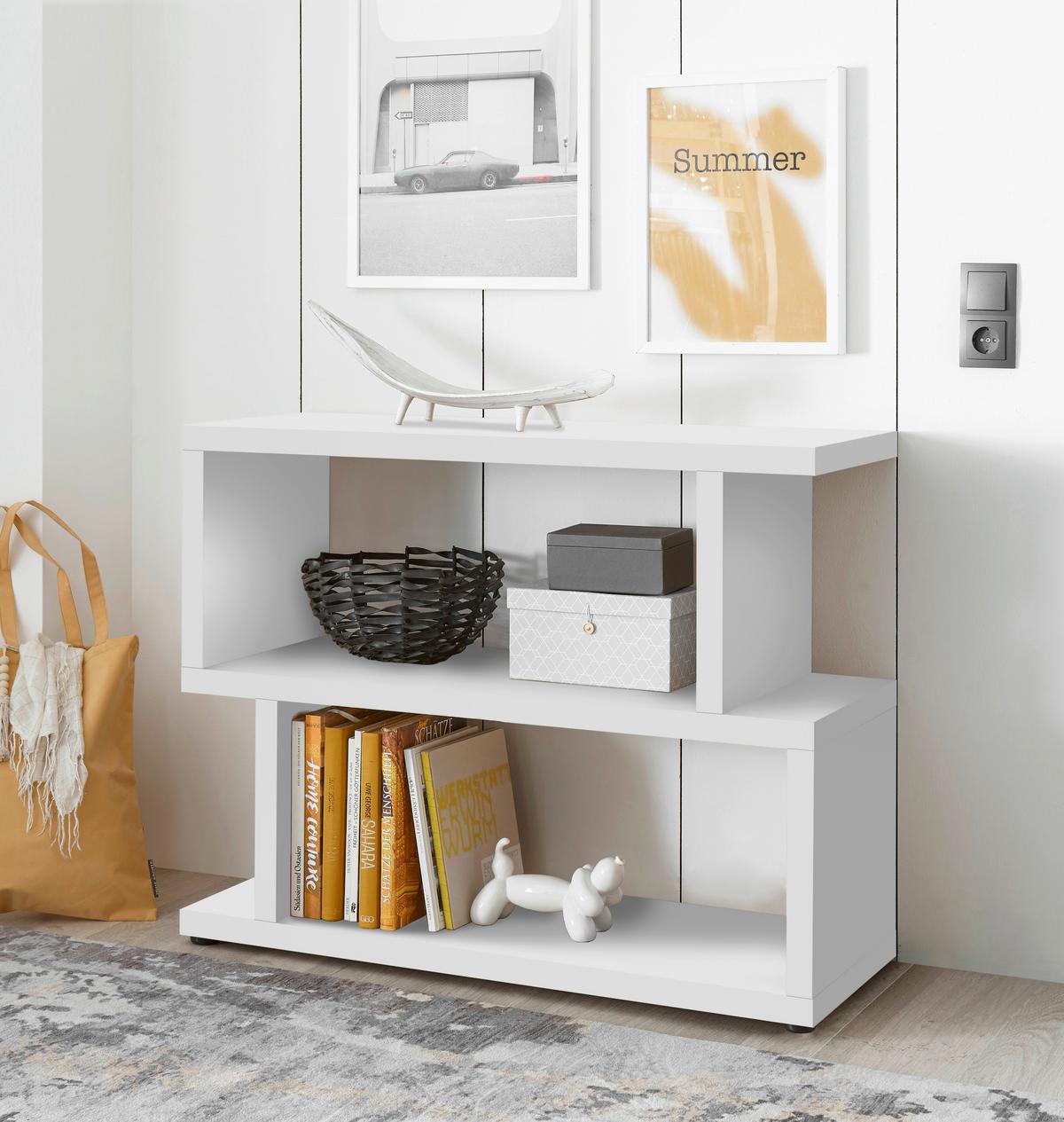 Stenski Regal York, Bela - črna/bela, Basics, leseni material (100/80/38cm) - Modern Living