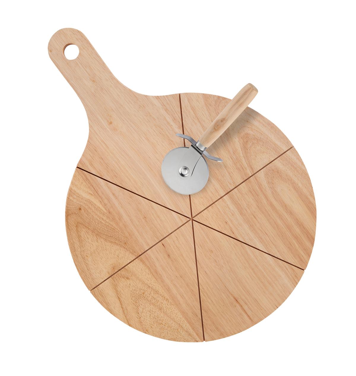 Pizzaszett Salvatore - natúr színű, Modern, fa/fém (32cm) - Zandiara