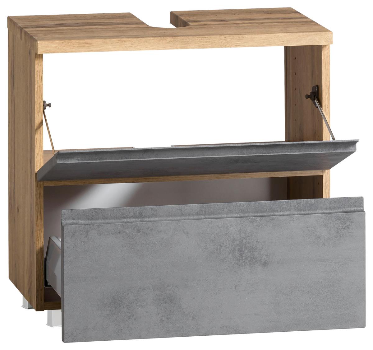 Waschbeckenunterschrank Varese ca. 60x56 cm Wotan Eiche - Eiche Wotan/Hellgrau, MODERN, Holzwerkstoff (60/56/35cm) - Held