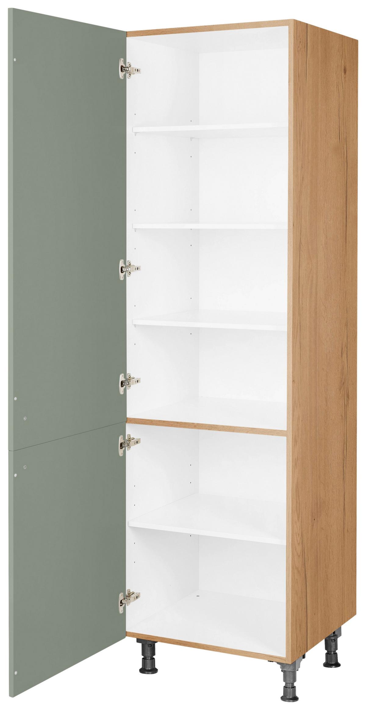 Geschirrschrank Cascada Grün - Eichefarben/Schwarz, MODERN, Holzwerkstoff/Metall (60/216,6/58cm) - Nobilia