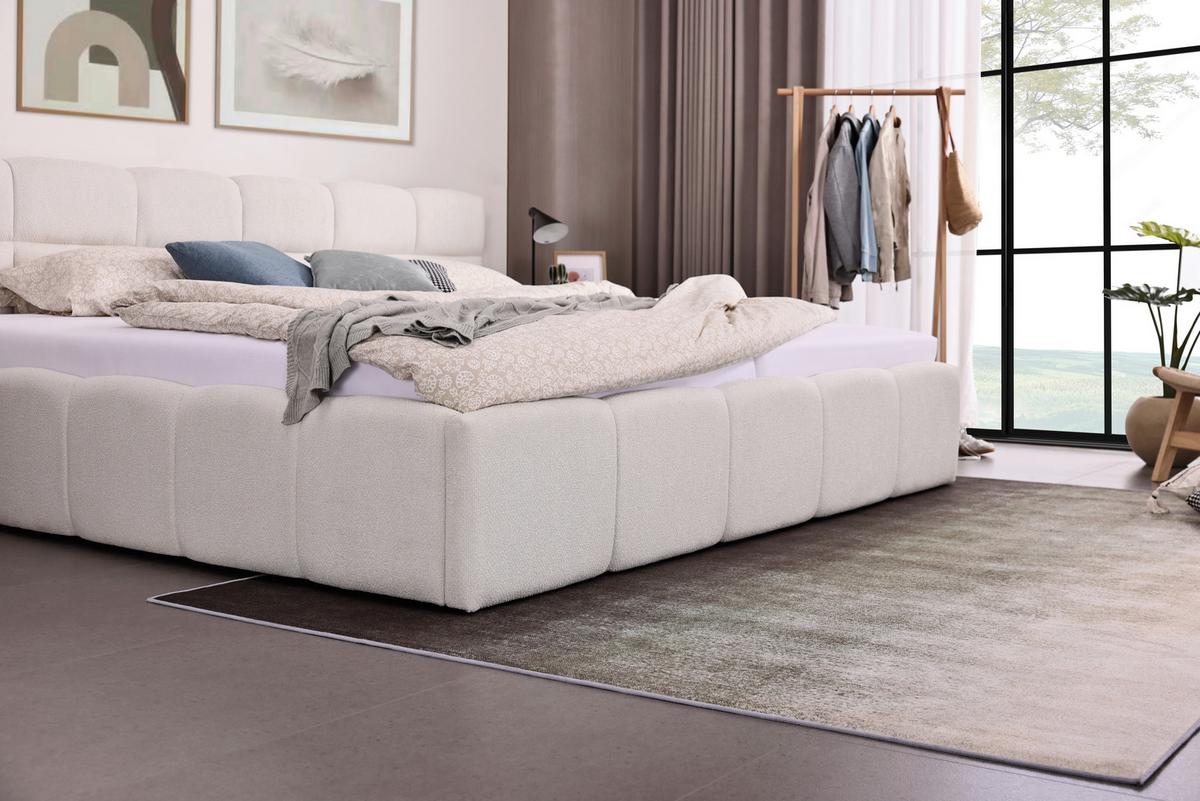 Polsterbett Ascona Creme ca. 240x200cm - Creme/Schwarz, KONVENTIONELL, Kunststoff/Textil (240/200cm) - Based