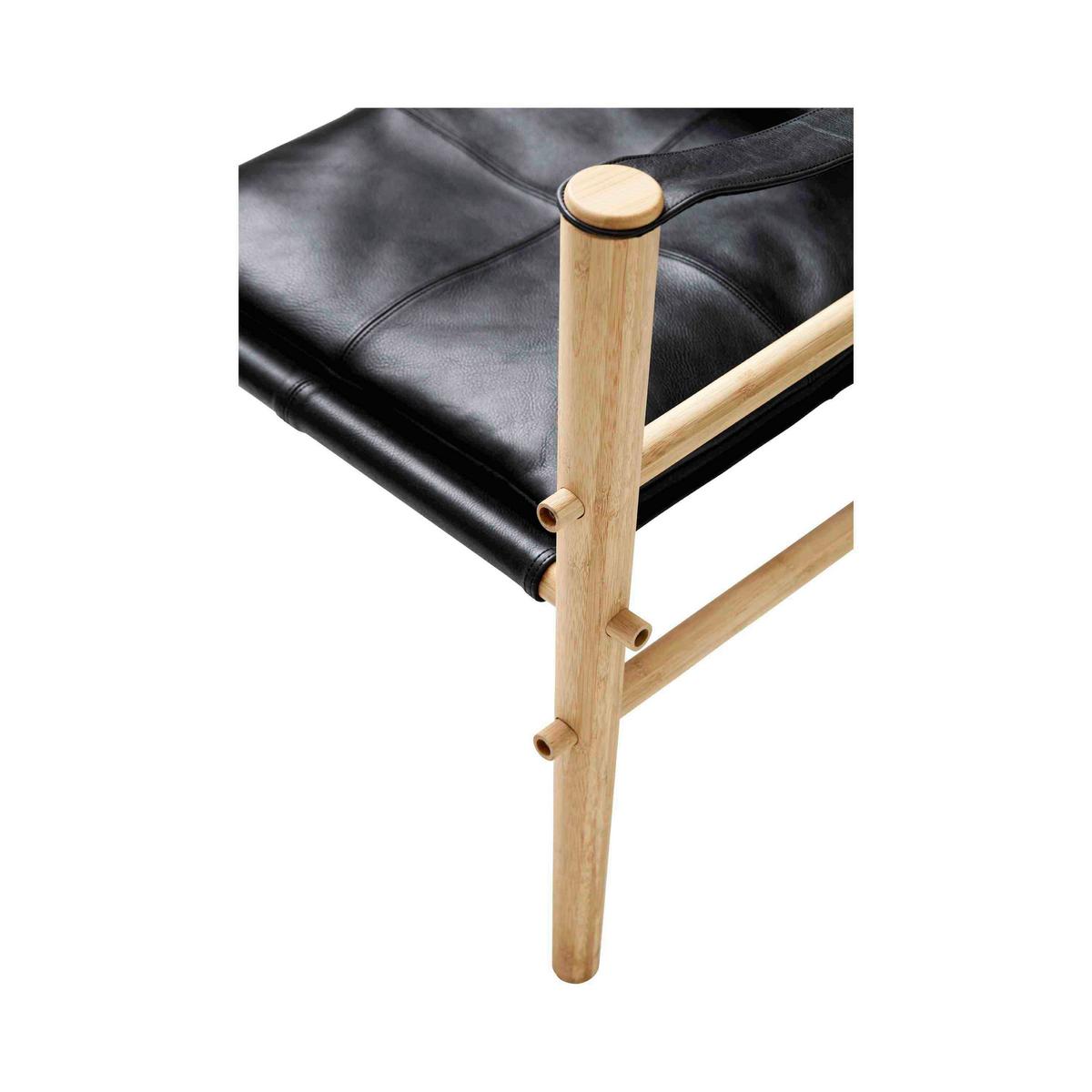 Sessel Noble 3155028 - Schwarz/Naturfarben, Romantik / Landhaus, Leder/Holz (59/79/61cm) - MID.YOU