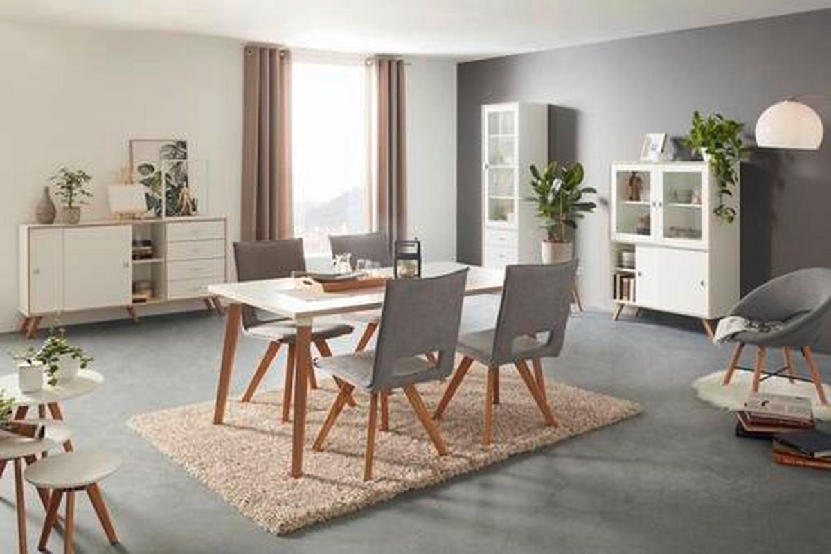 Highboard in Weiss - Weiss/Silberfarben, Modern, Glas/Holzwerkstoff ( 101/146,20/40cm) - Mömax