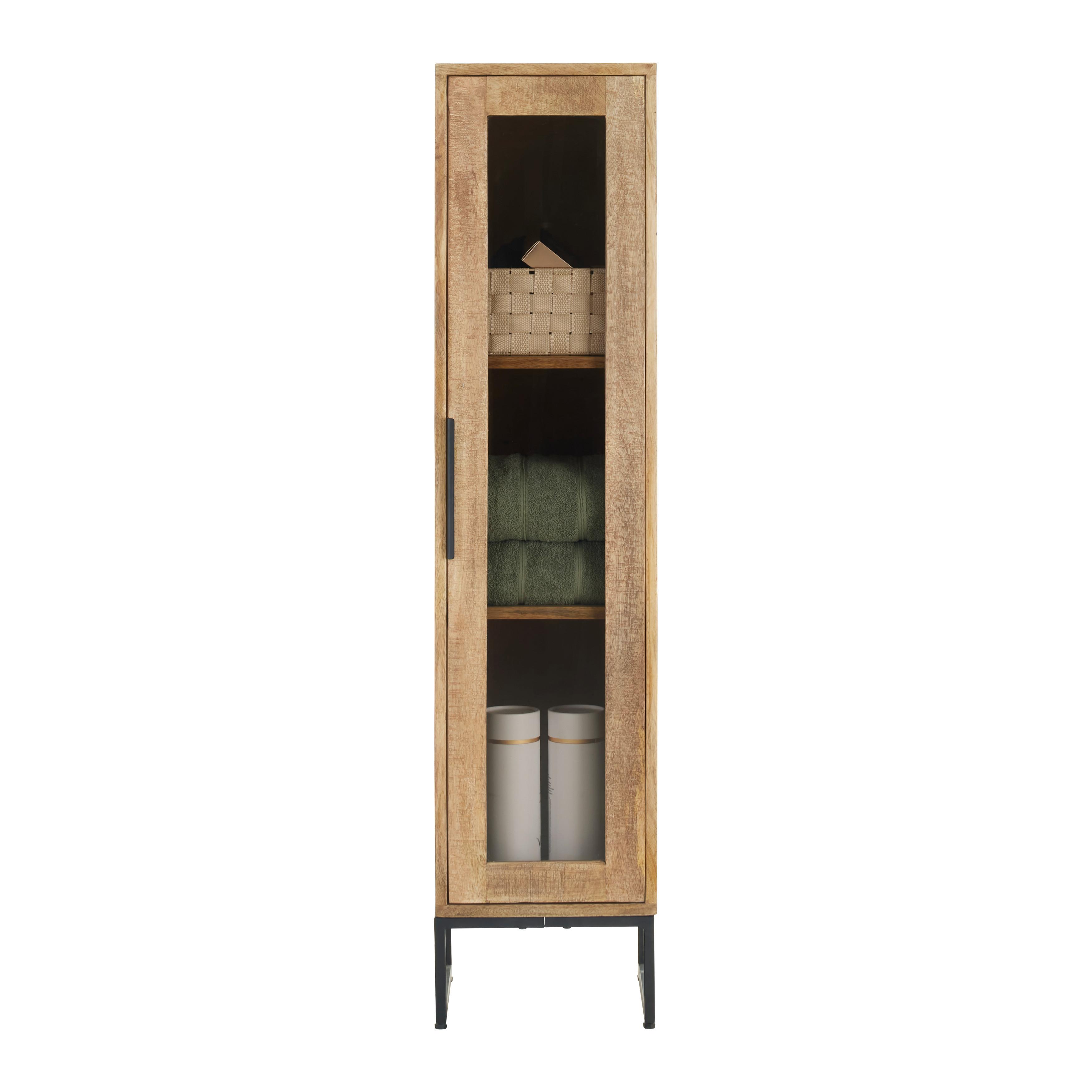 HYLLA EVEREST -EXKLUSIV- - svart/naturfärgad, Natur, metall/trä (30/130/32cm) - Mömax