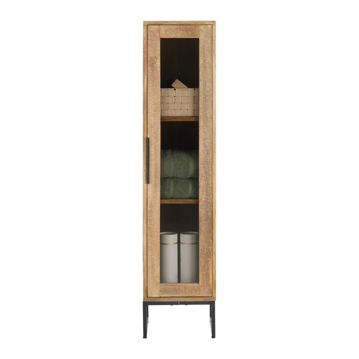 Regal Everest Naturfarben/Schwarz - Schwarz/Naturfarben, Natur, Holz/Metall (30/130/32cm) - Mömax