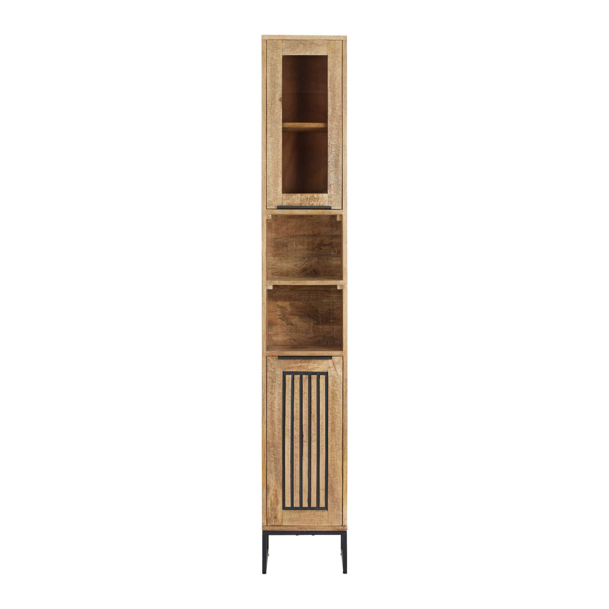 Hochschrank Everest Naturfarben - Schwarz/Naturfarben, Natur, Holz/Metall (30/190/32cm) - Mömax