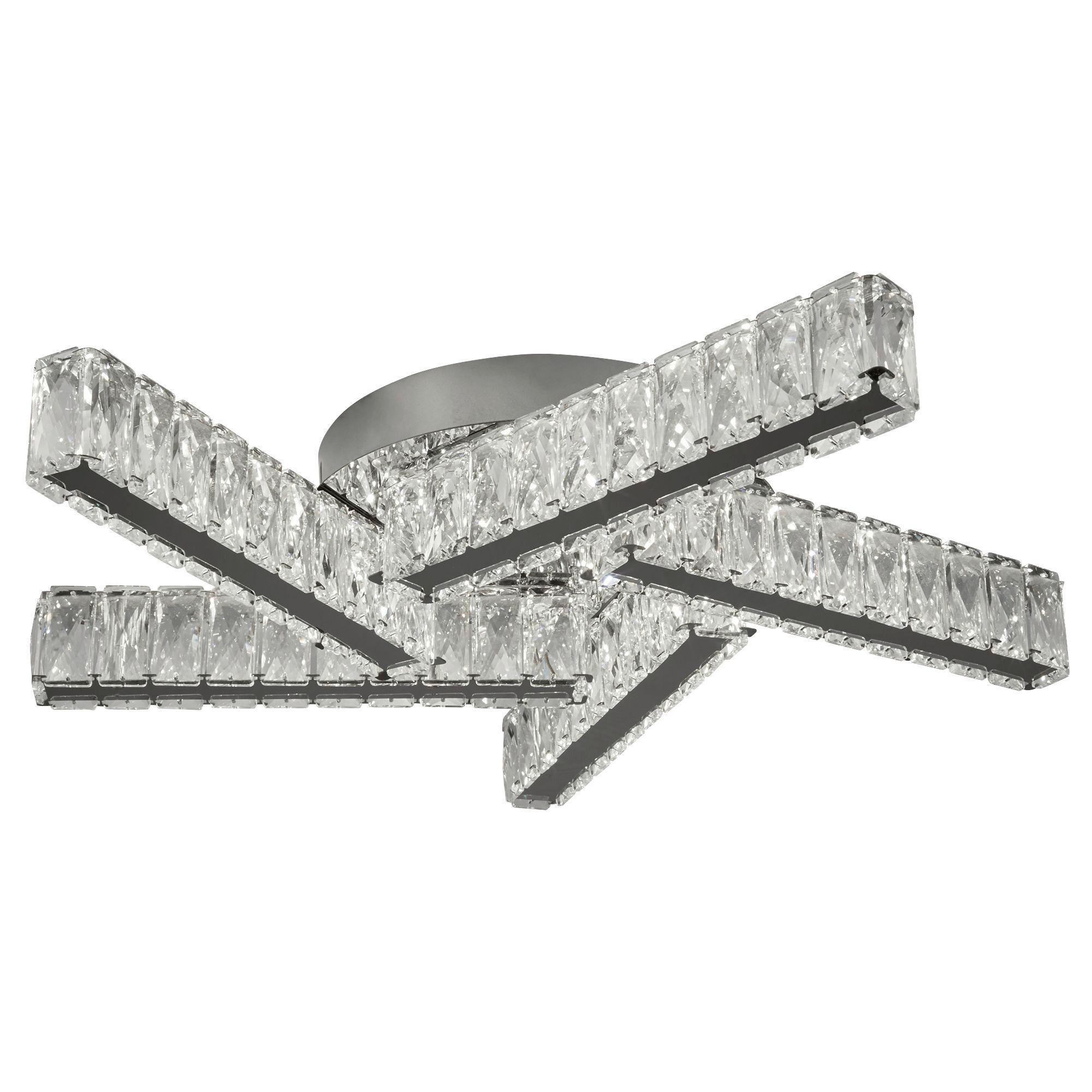 LED Mennyezeti Lámpa Clover 8125-5cc - krómszínű/átlátszó, Design, üveg/fém (51/9/51cm)