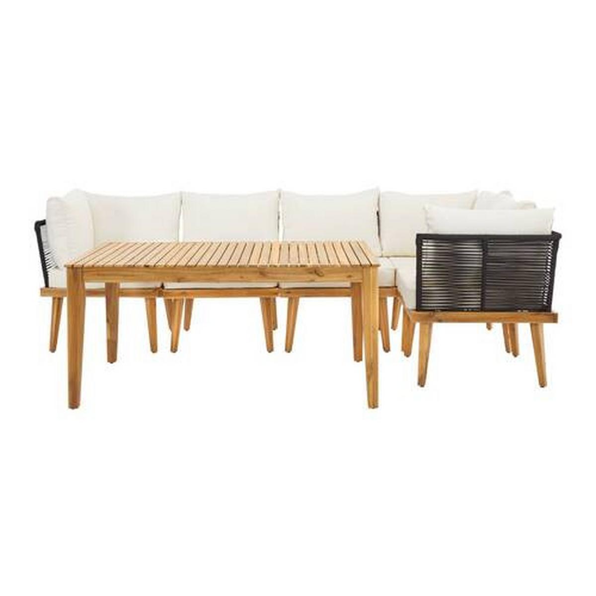 Lounge Garnitura Linnea, Bela, Akacija - črna/naravne barve, Moderno, kovina/umetna masa (199/199cm)