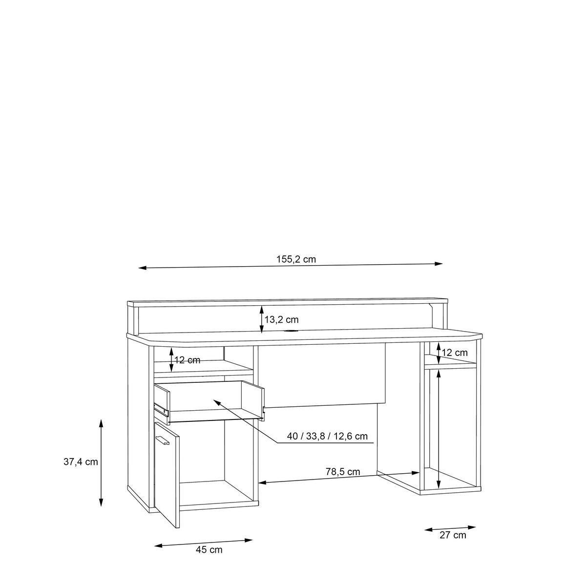 Gaming Miza Tezaur, Bela - bela/barve aluminija, Moderno, kovina/umetna masa (160/91/72cm) - MID.YOU