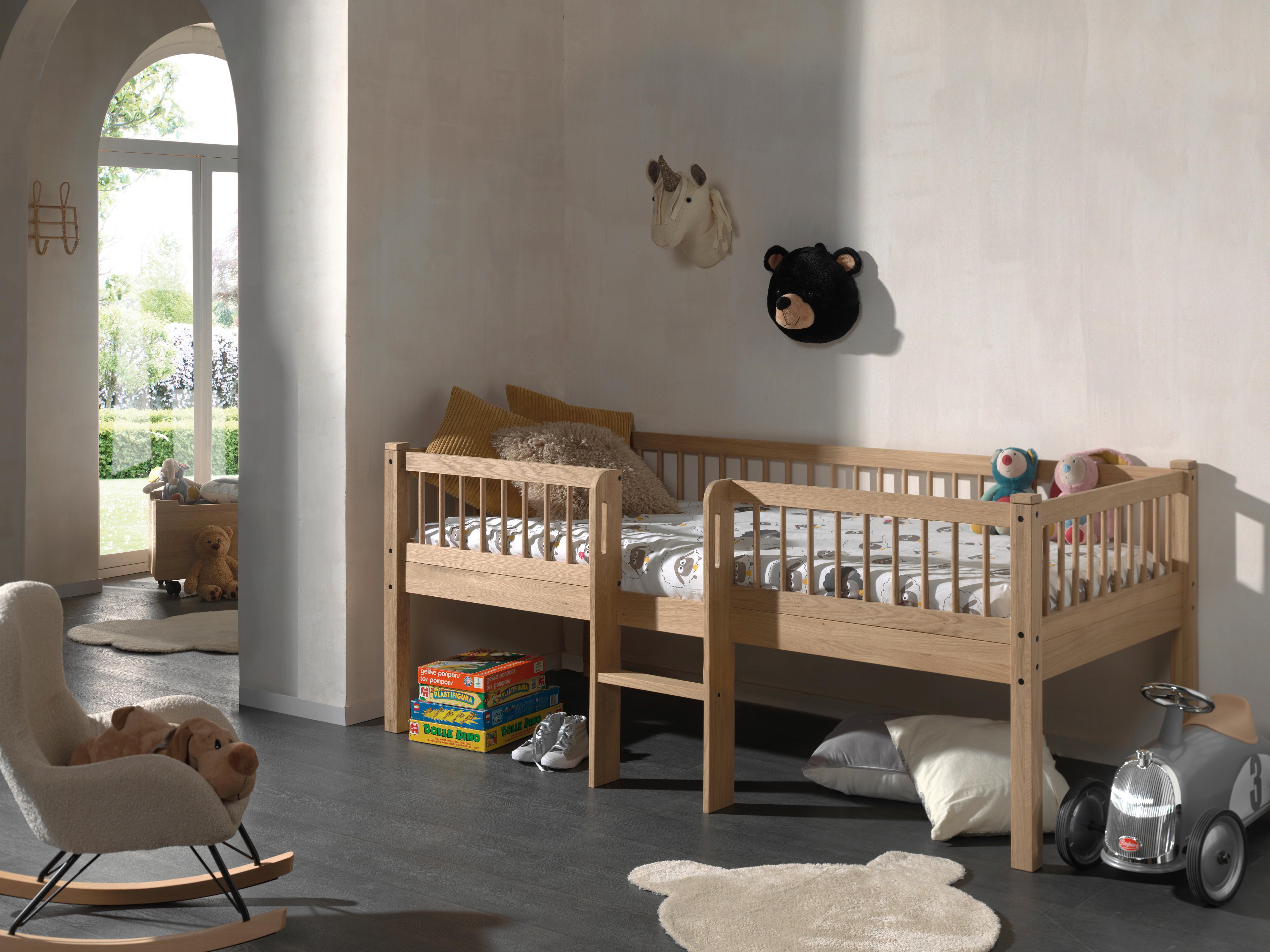 Spielbett Forrest Eichefarben ca.90x200cm Echtholz - Eichefarben/Naturfarben, MODERN, Holz (90/200cm) - Vipack