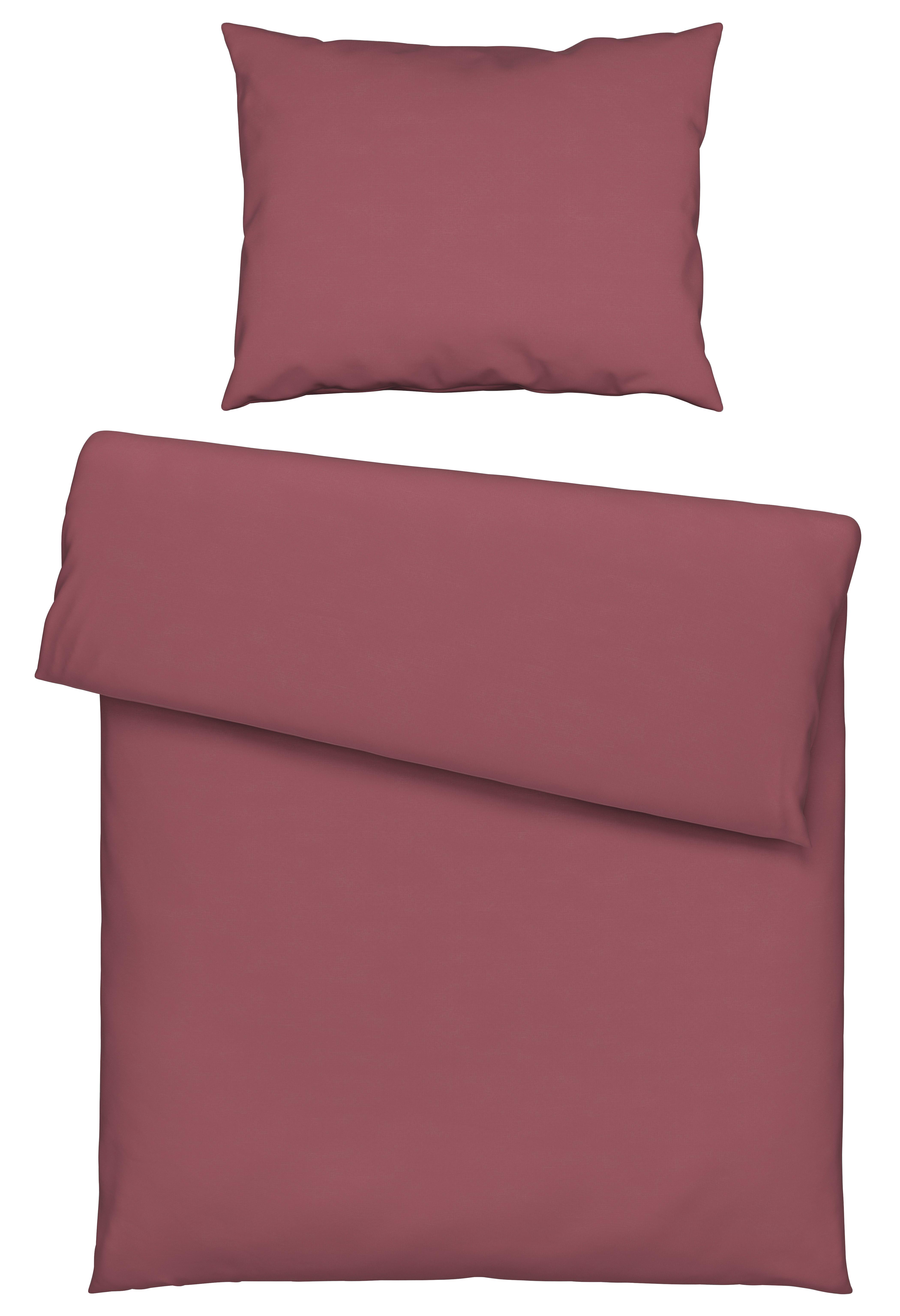 Bettwäsche Stone Washed Uni 160x210cm - Bordeaux, Romantik / Landhaus, Textil (160/210cm) - Modern Living