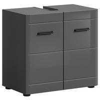 Waschbeckenunterschrank Soft ca. 60x56x34 cm Grau hochglanz - Grau Hochglanz/Schwarz, MODERN, Holzwerkstoff/Kunststoff (60/56/34cm) - MID.YOU