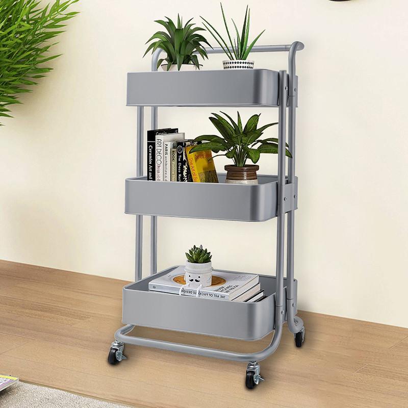 Servierwagen Danao in Silberfarben - Silberfarben/Silbereichenfarben, Basics, Metall (43/32/86cm) - Echtwerk