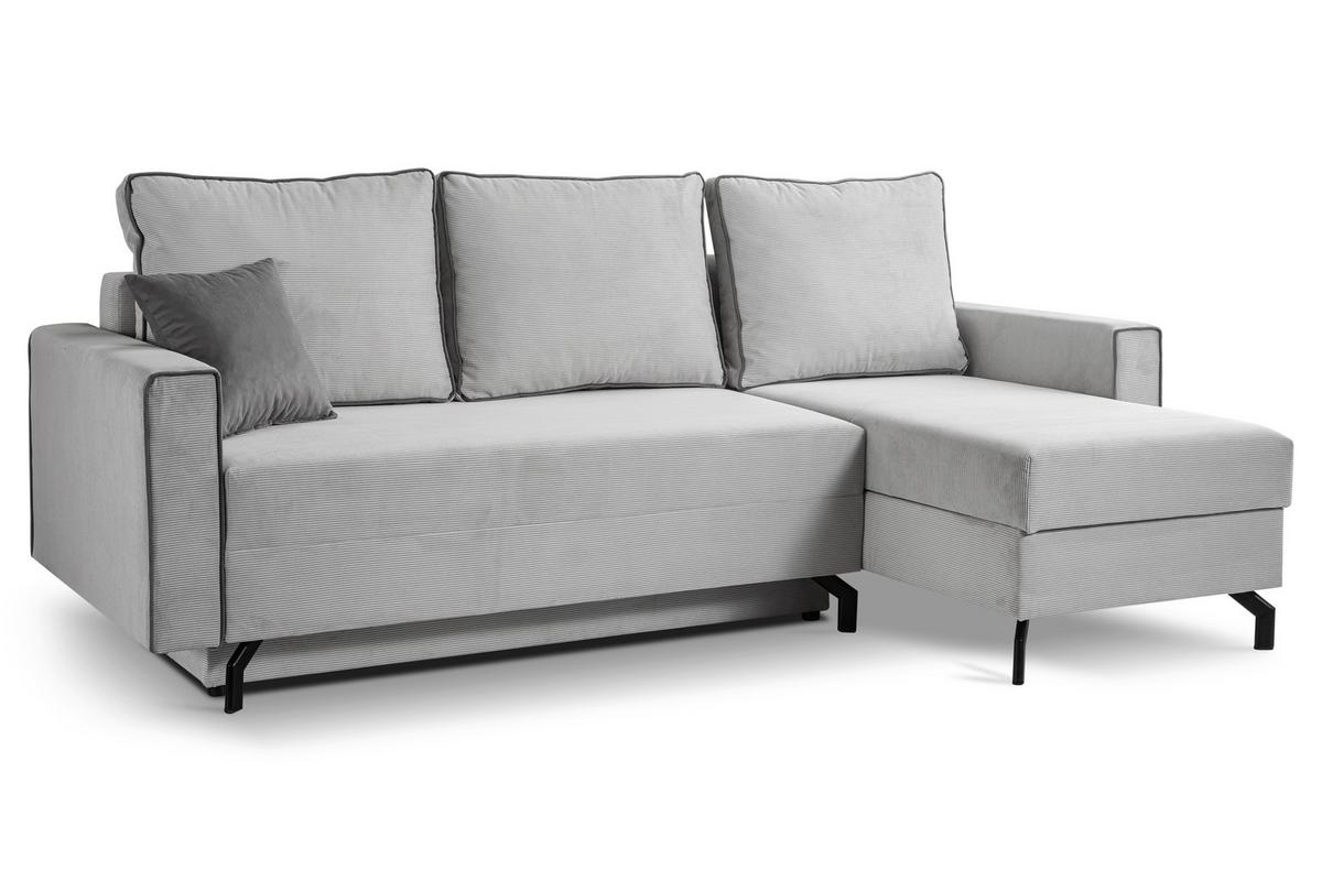 Ecksofa Marti Hellgrau mit Schlaffunktion - Hellgrau/Schwarz, Basics, Holz/Textil (230/148cm) - MID.YOU