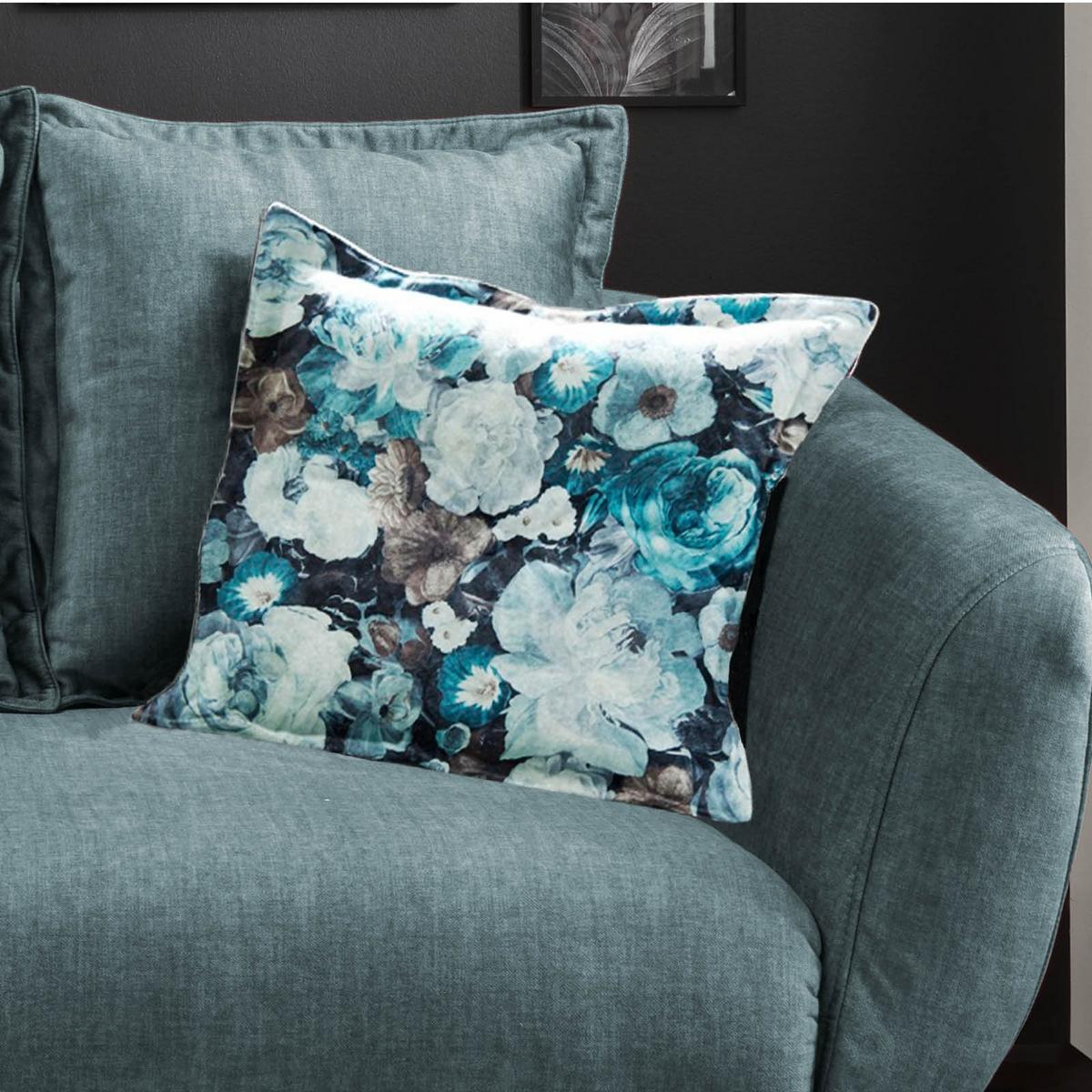 Wohnlandschaft Baggio Blau Velours - Blau/Buchefarben, MODERN, Holz/Textil (277/162cm) - Livetastic