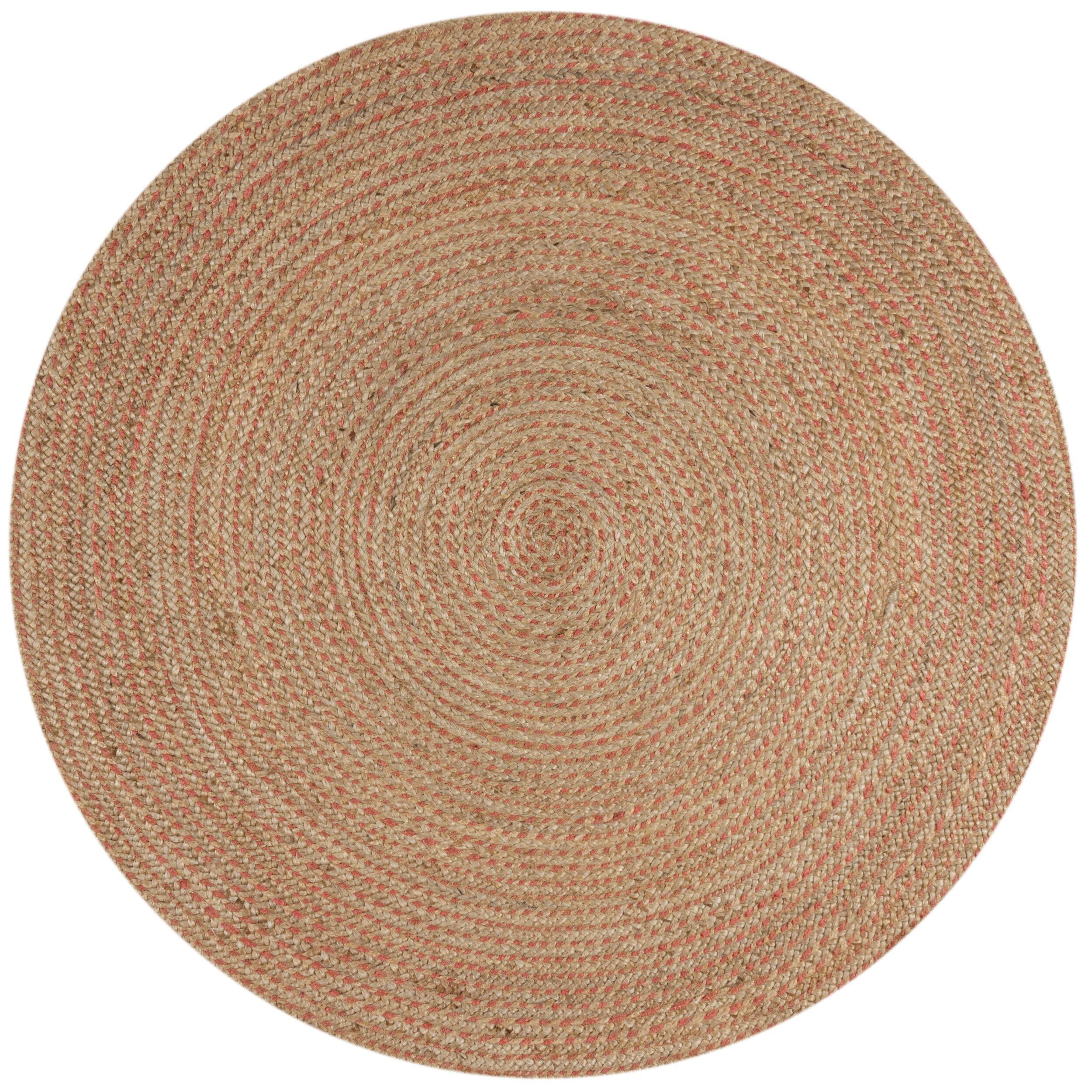 JUTETEPPICH handgewebt EDEN, einfarbig, Braun-Rosa, Ø 180 cm - Braun/Rosa, Naturmaterialien (180/180cm) - KADIMA DESIGN