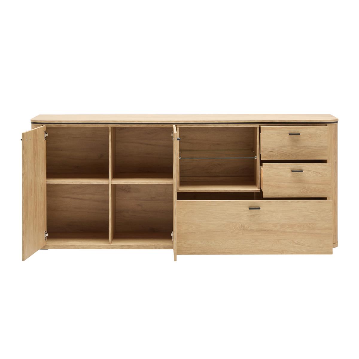 Sideboard Lagos Eichefarben - Eichefarben/Anthrazit, Modern, Glas/Holzwerkstoff (210,2/87,5/42,5cm) - Premium Living
