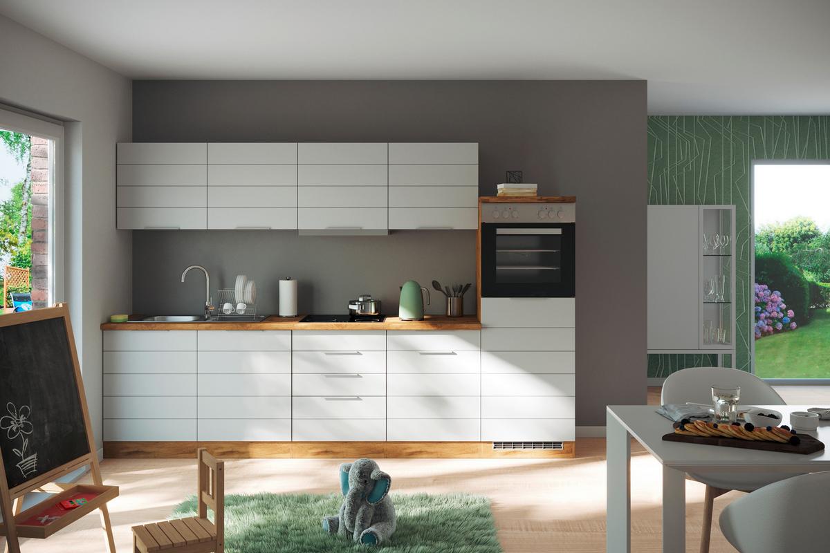 Backofen-/Kühlschrank Umbauschrank Florenz ca. 60 cm - Eiche Wotan/Weiß, Design, Holzwerkstoff/Metall (60/166/60cm) - Held