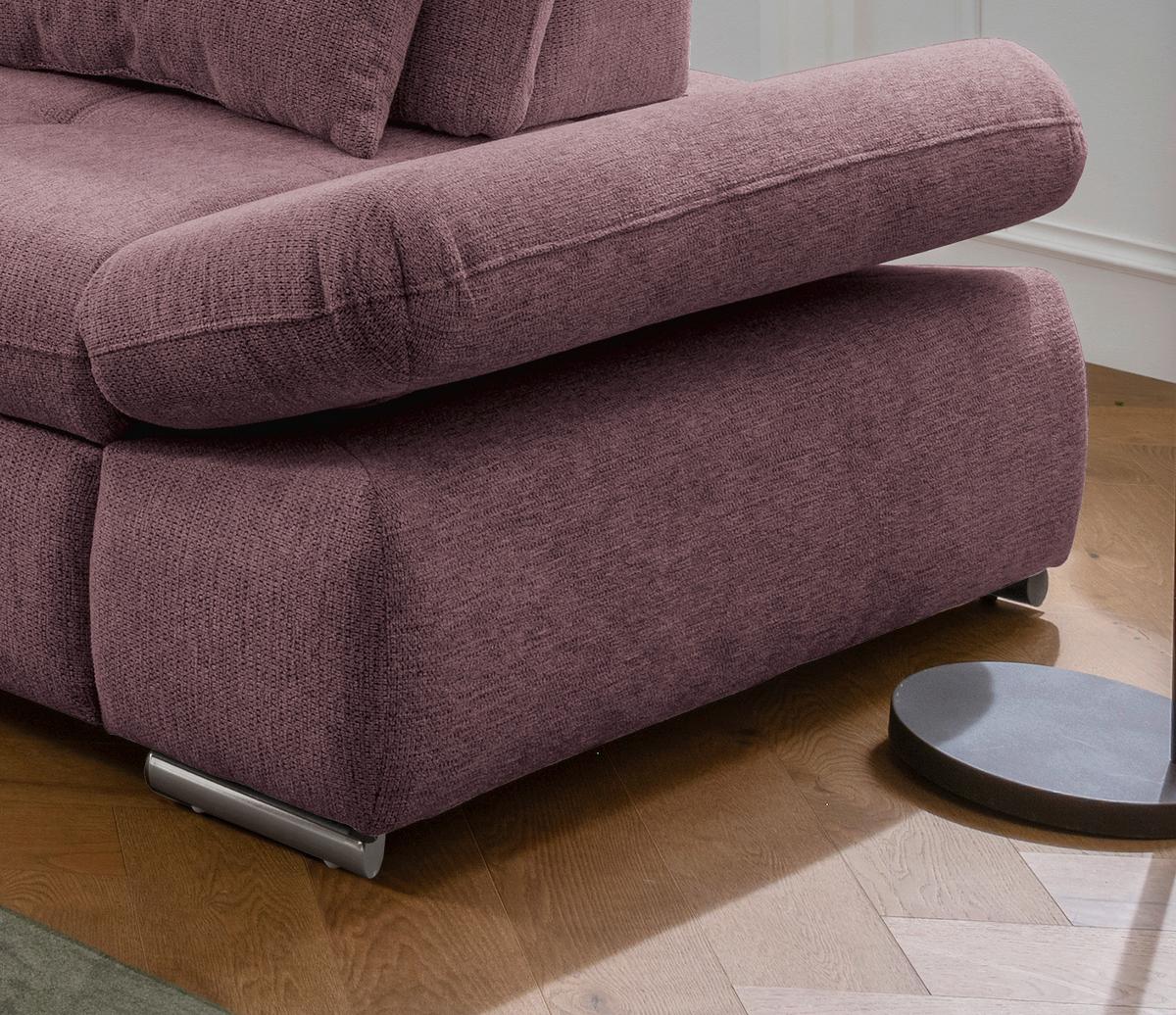 Wohnlandschaft Dalida Brombeere Chenille - Chromfarben/Brombeere, Design, Textil/Metall (254/280cm) - Livetastic
