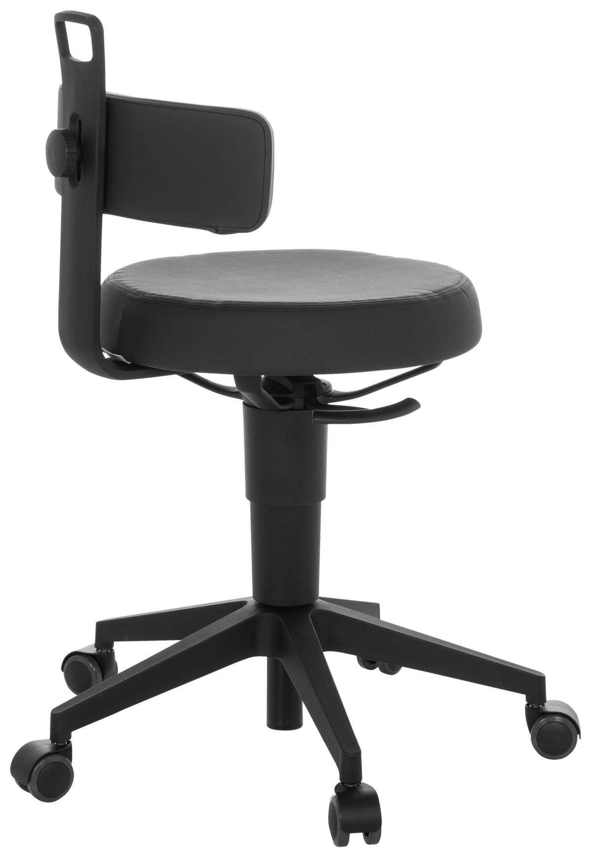 Pisarniški Stolček Top Work Flex Pu, Črna - črna, Basics, umetna masa/usnje (40/74-86/46cm) - MID.YOU