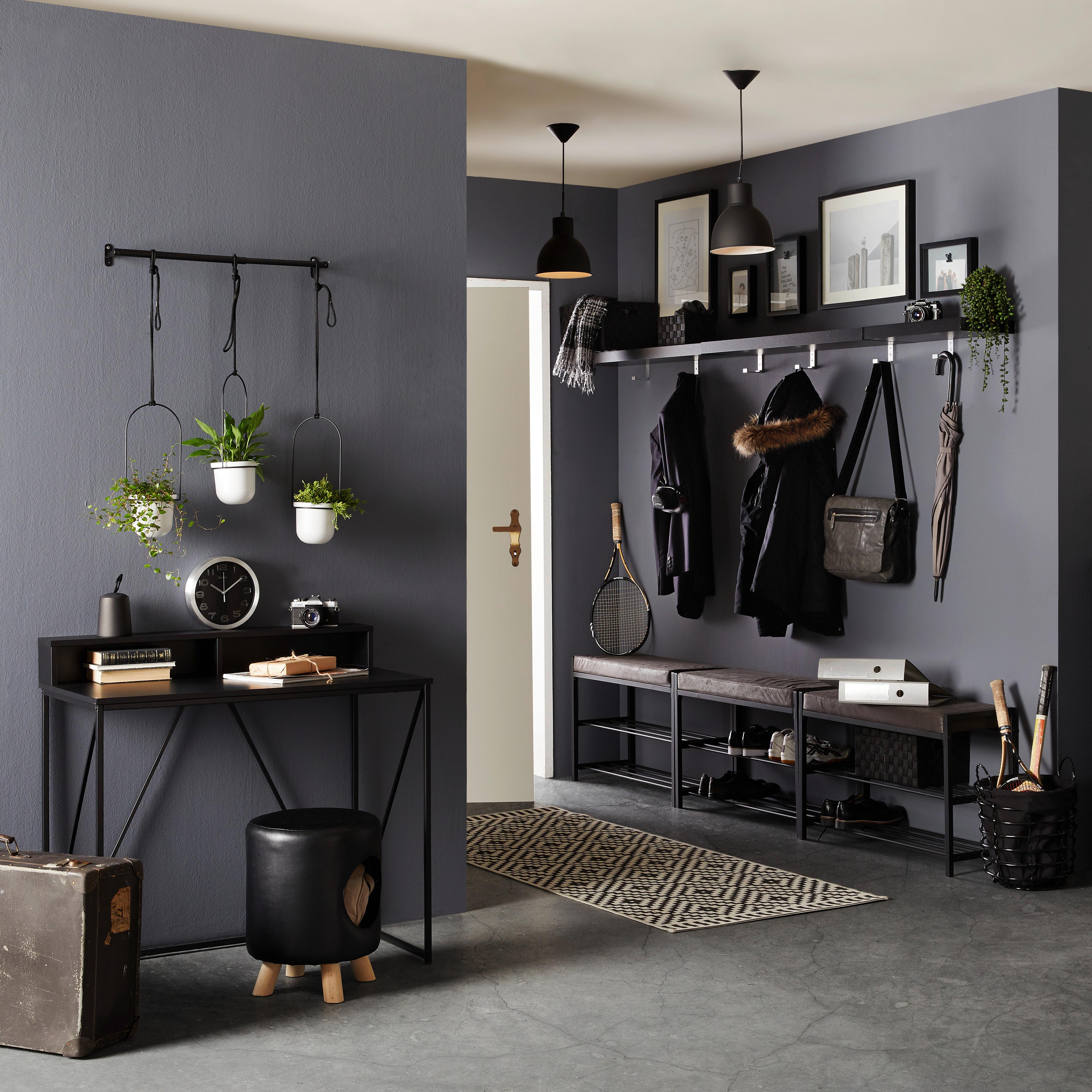 HALLBÄNK ELLIE II -SB- - mörkgrå/vit, Modern, metall/textil (80/52/30cm) - Mömax