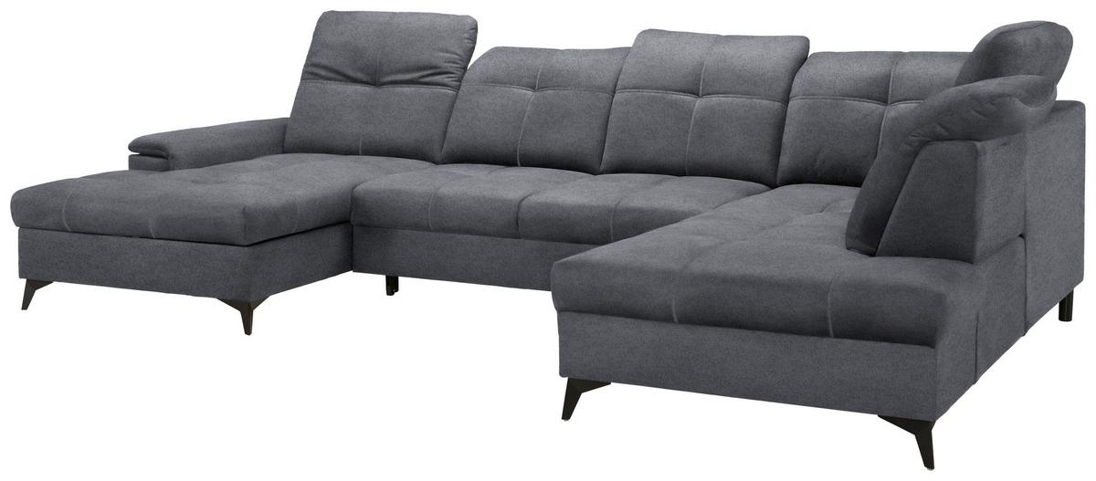 Wohnlandschaft Sierra Grau - Schwarz/Grau, Modern, Textil/Metall (181/364/230cm) - Mömax