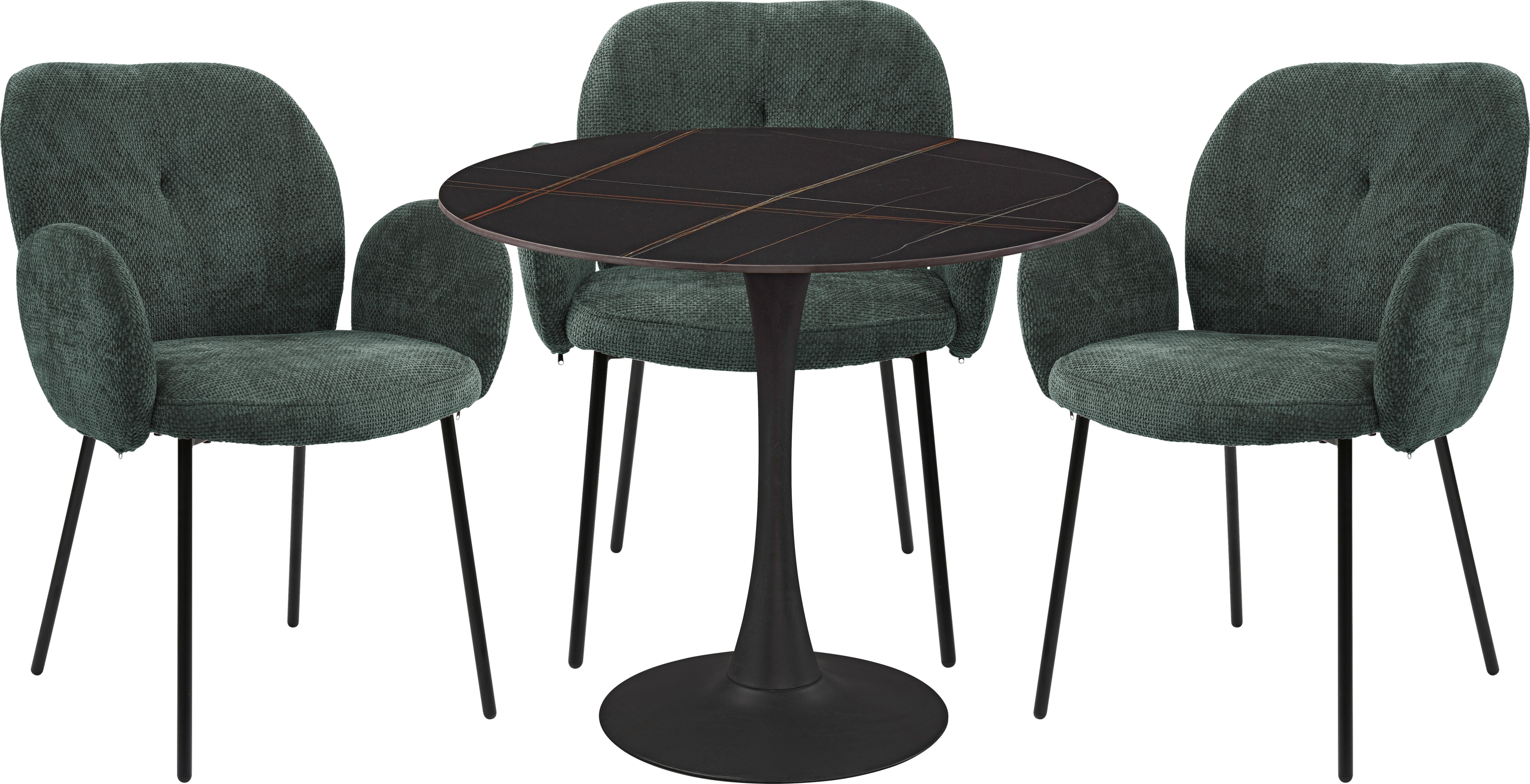 Esstisch Panther 2 Schwarz matt - Schwarz, Modern, Keramik/Metall (90/76cm) - Mömax