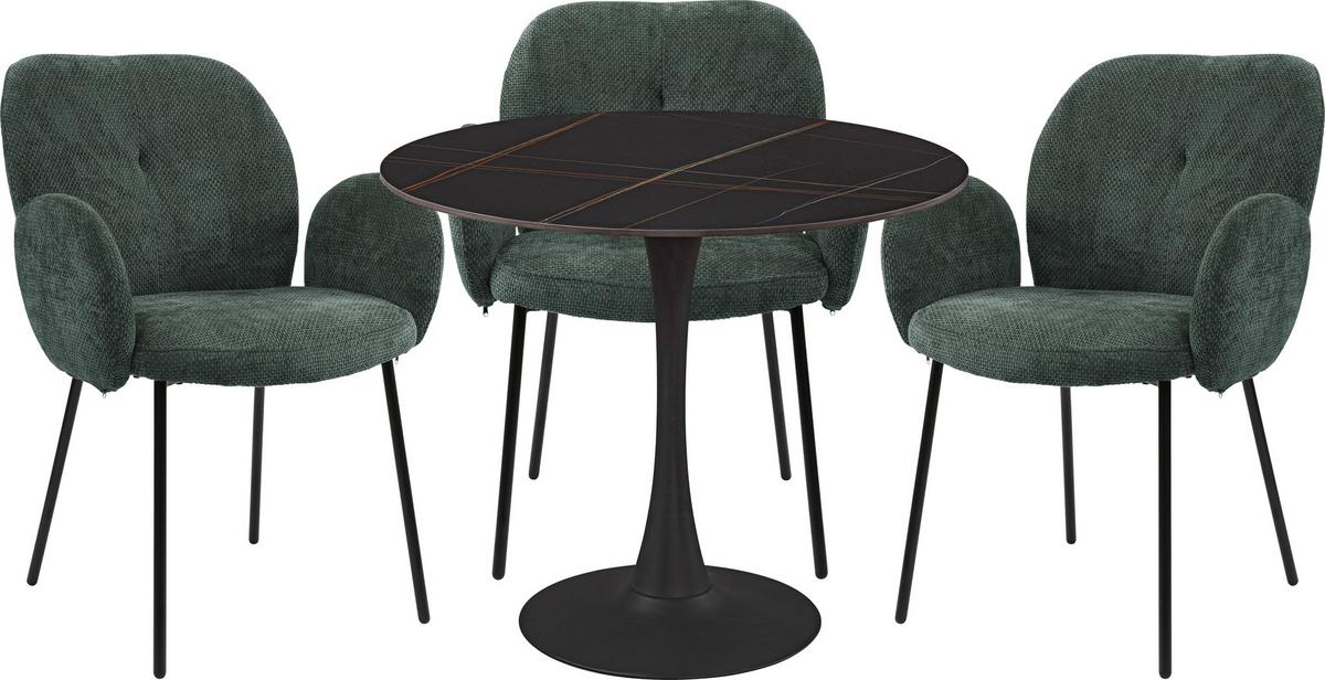 Esstisch Panther 2 Schwarz matt - Schwarz, Modern, Keramik/Metall (90/76cm) - Mömax