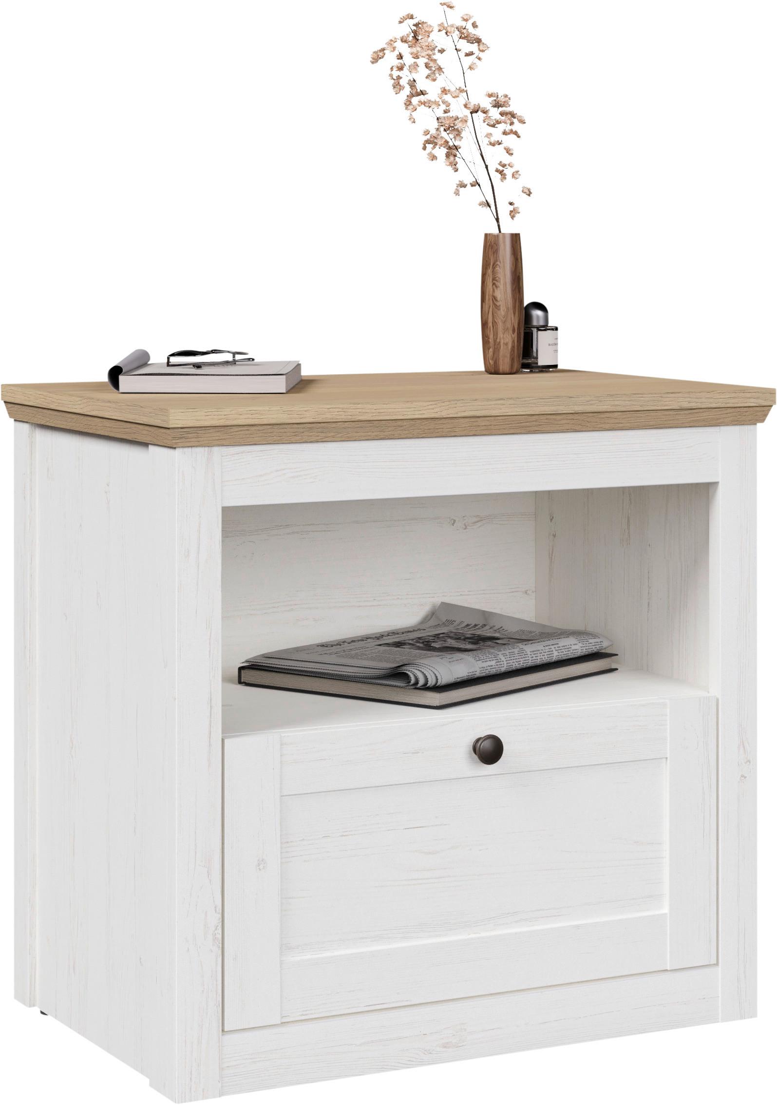 SÄNGBORD KORSIKA -EXKLUSIV- - svart/ekfärgad, Romantik / Lanthus, metall/trämaterial (58/56,1/38cm) - Mömax