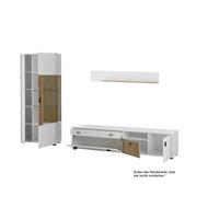 Wohnwand Hudson Weiß/Eichefarben - Eichefarben/Schwarz, Design, Glas/Holzwerkstoff (328/180/42cm) - MID.YOU