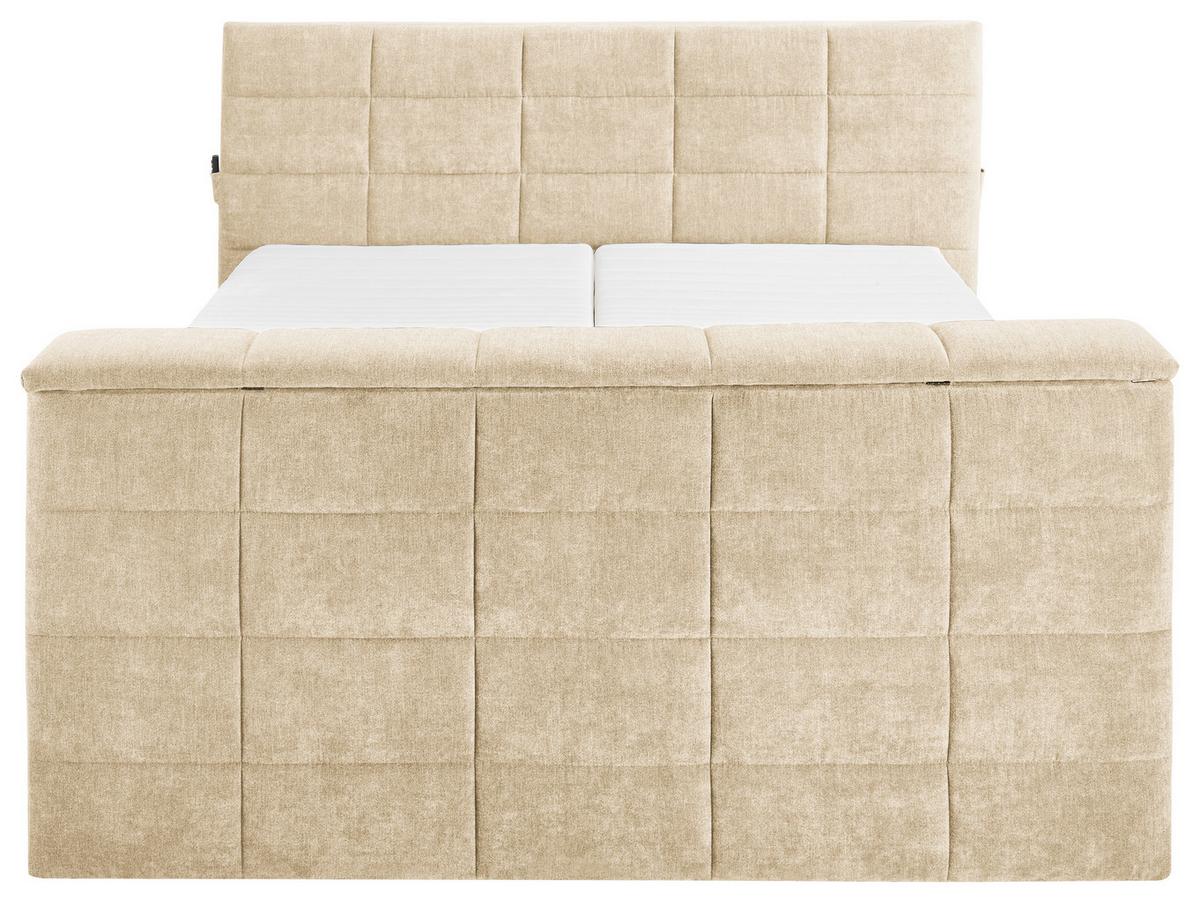 Boxspringbett Denver Sand ca. 180x200 cm mit Topper - Sandfarben, KONVENTIONELL, Textil (180/200cm) - Carryhome
