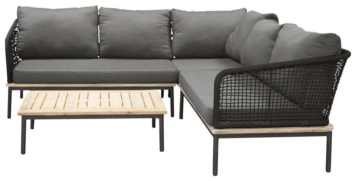 Loungegarnitur Andorra ca. 90x60x27 cm Schwarz - Schwarz, KONVENTIONELL, Kunststoff (90/60/27cm) - Gardenson