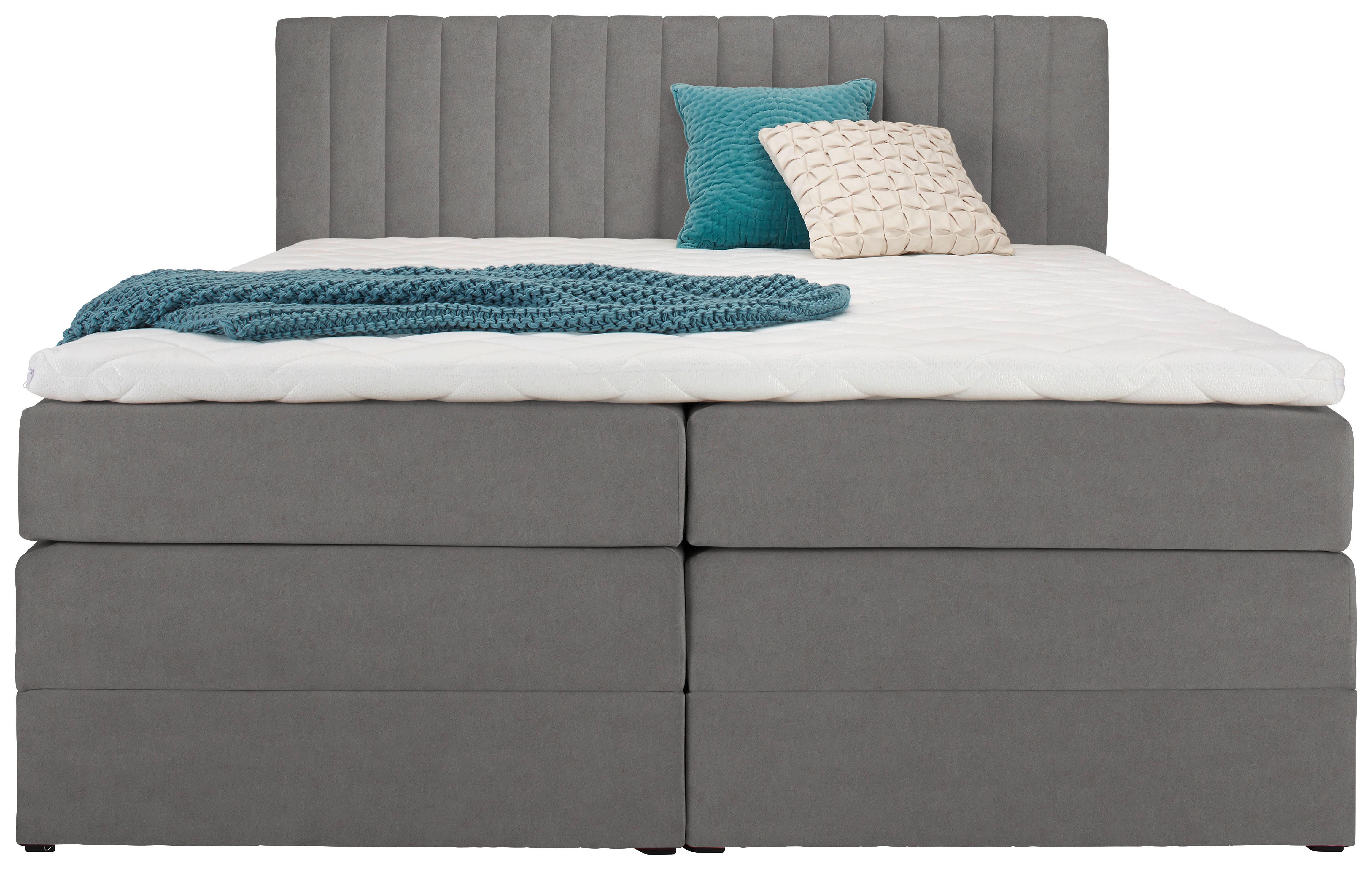 Postelja Boxspring Simon V Svetlo Sivi Ca. 180 X 200 Cm - črna/svetlo siva, Konvencionalno, kovina/umetna masa (180/200cm) - Premium Living