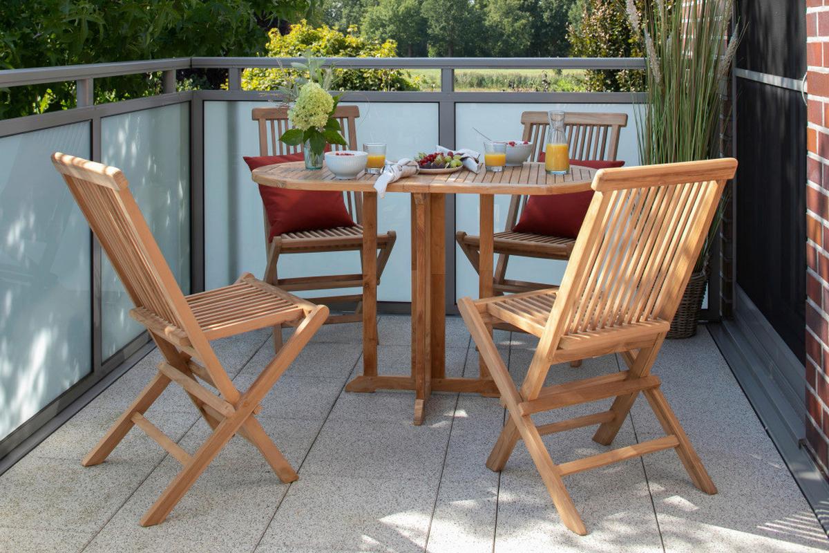 Balkontisch Woodie Teak - Basics, Holz (120/60/75cm) - Gardenson