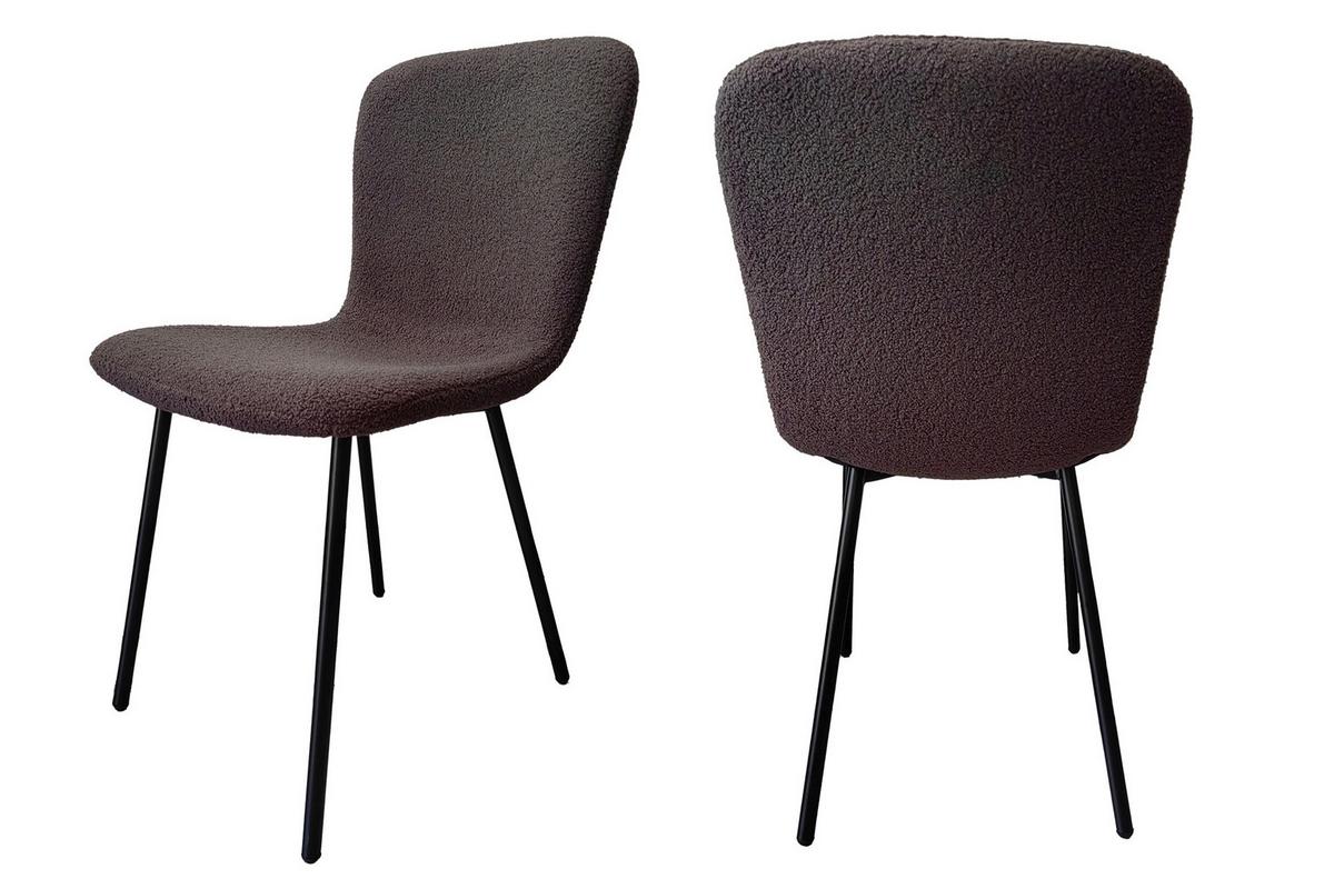 Set Stolov Bouclé, Temno Siva, 4-Delni - temno siva/črna, Moderno, kovina/tekstil (44/79/52cm) - Livetastic