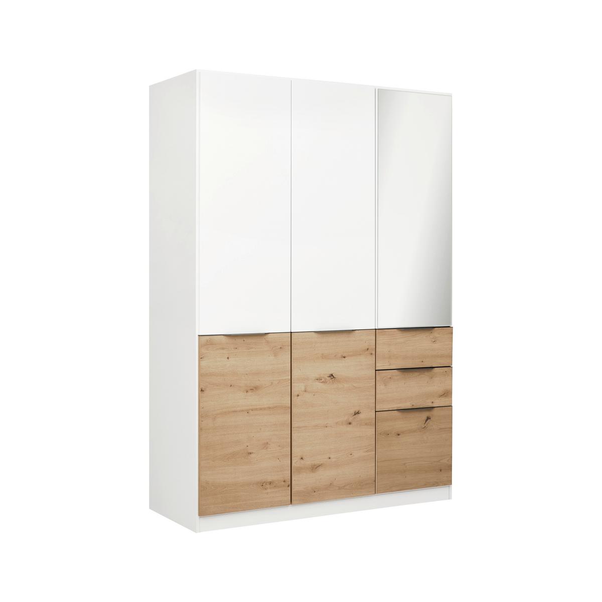 Drehtürenschrank Max Weiß/Eiche Artisan - Weiß/Eiche Artisan, KONVENTIONELL, Holzwerkstoff/Kunststoff (136/197/54cm) - Mömax