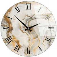 ZEGAR ŚCIENNY HUHU338 - 40 X 40 - biały/kolor złoty, Lifestyle, szkło (40/40/0,4cm)