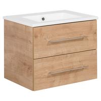 Waschtischkombi B.Perfekt Eichefarben - Eichefarben/Silberfarben, MODERN, Keramik/Holzwerkstoff (62,5cm) - MID.YOU