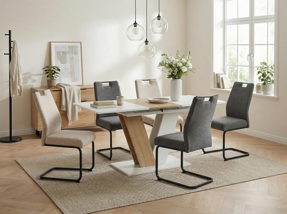 ESSTISCH SIENA T - Weiß/Eiche Artisan, MODERN, Holzwerkstoff (110-150/76/70cm) - MID.YOU