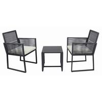 Gartenset Fidola 3-tlg. Schwarz - Schwarz, MODERN, Glas/Kunststoff - MID.YOU