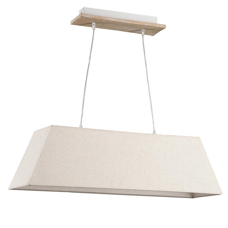 Hängeleuchte Miriel Weiß/Beige max. 22 Watt - Beige/Weiß, Natur, Holz/Textil (90/25/110cm)