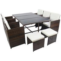 GARTENTISCHGRUPPE RALOSO - Creme/Braun, Modern, Glas/Kunststoff - Gardenson