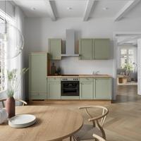 Küchenleerblock Frame Low o. Geräte Olivgrün - Edelstahlfarben/Eichefarben, MODERN, Holzwerkstoff/Metall (270cm) - Nobilia