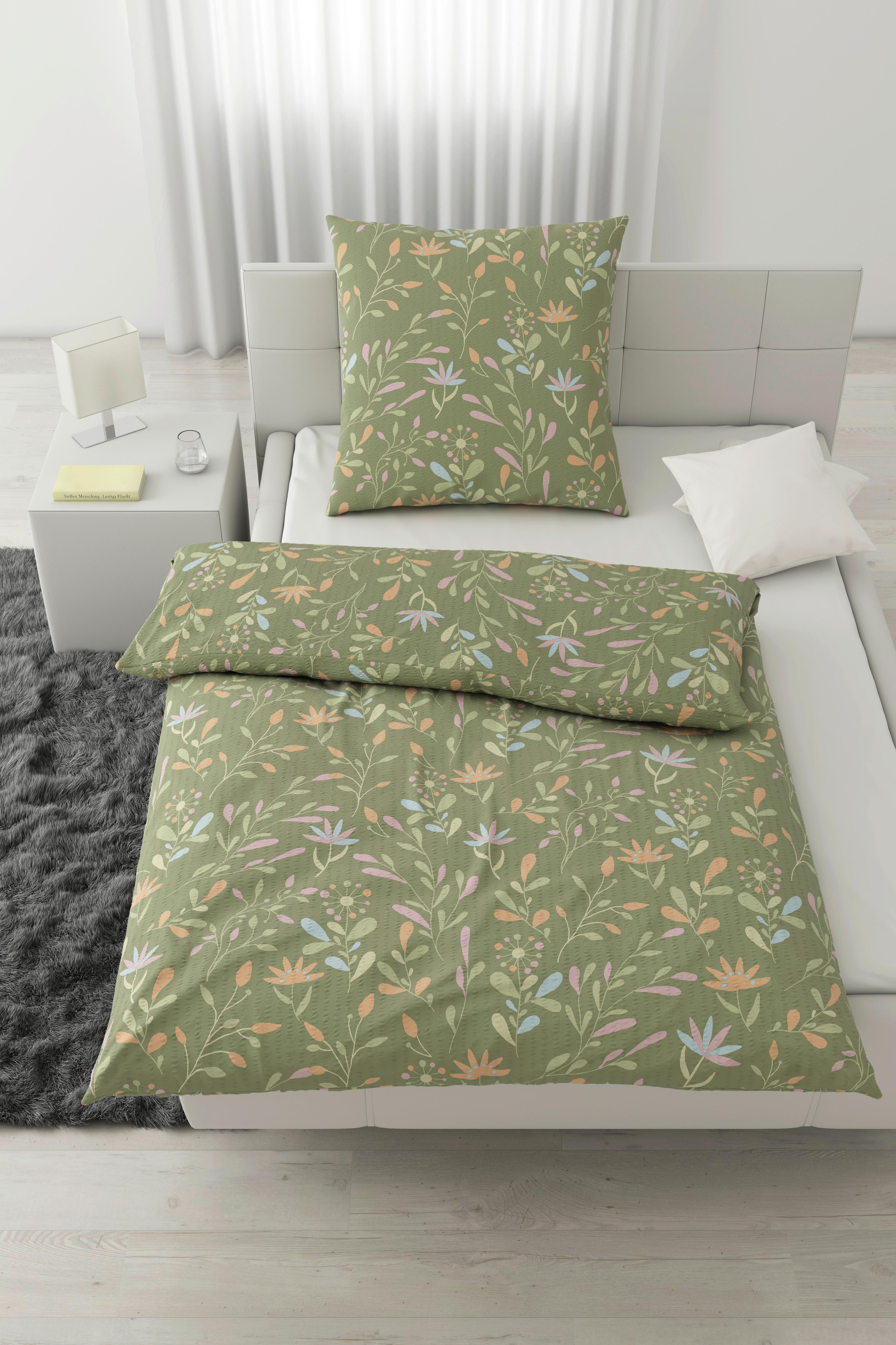 Bettwäsche Marina XL Grün ca. 155x220cm - Grün, KONVENTIONELL, Textil (155/220cm) - Mömax