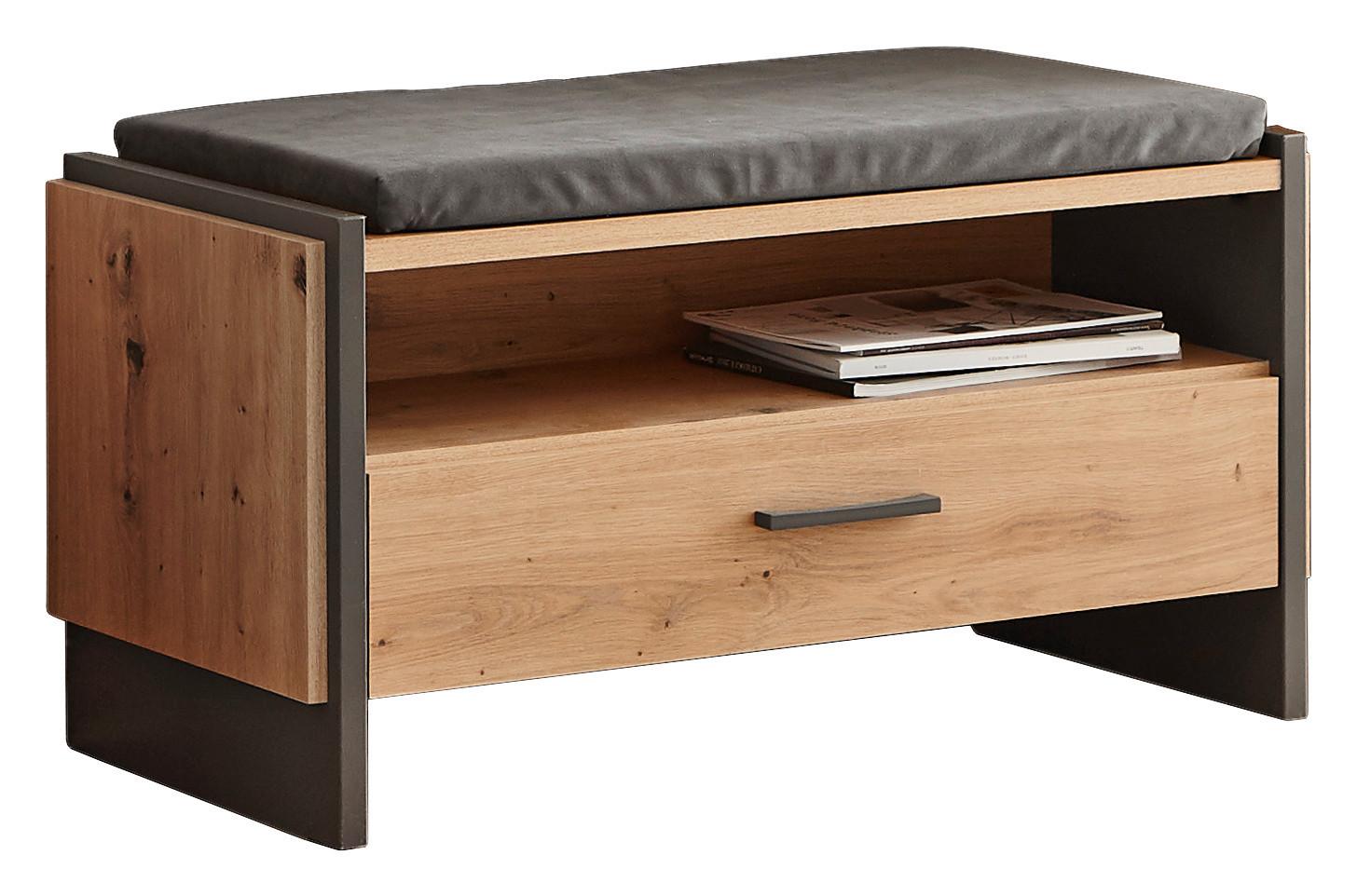 SIEDZISKO DO PRZEDPOKOJU FLASH - antracytowy/czarny, Trend, materiał drewnopochodny/tworzywo sztuczne (87,1/47,9/41,3cm) - Hom`in